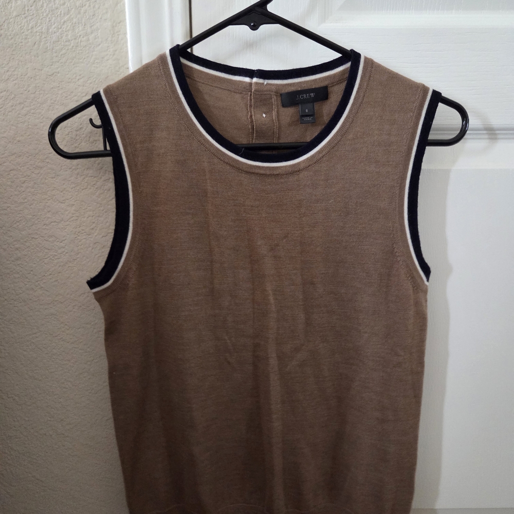 J. Crew Tan Sweater with Black and White Accents